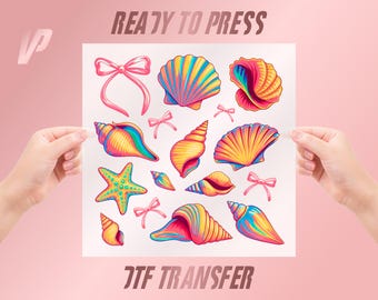 Shell Ribbon DTF Transfer, Summer Vibes Print (Ready To Press)