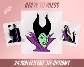 Maleficent DTF Transfer, 24 Disney Villain Designs, Ready To Press