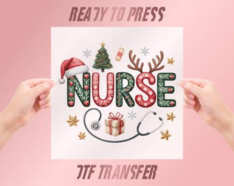Nurse Christmas DTF Transfer, Holiday Medical Shirt, Ready To Press