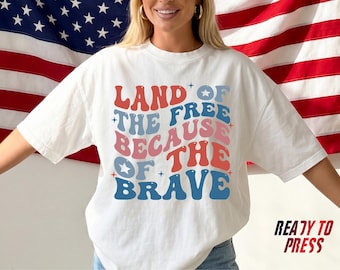 Land of the Free Patriotic USA DTF Transfer, 4th of July Print