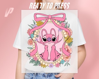Angel DTF Transfer: Lilo and Stitch, Ready to Press