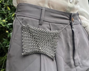 Kedjebrynja Myntbörs Gotisk Medeltida Rostfritt Stål Bältesväska Handgjord Kedjebrynja Pung Unisex Fantasy Tillbehör