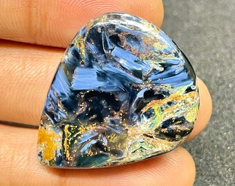 Ręcznie wykonany kaboszon z kamieni szlachetnych pietersite, luźny kamień (32 x 26 mm, 38 ct)