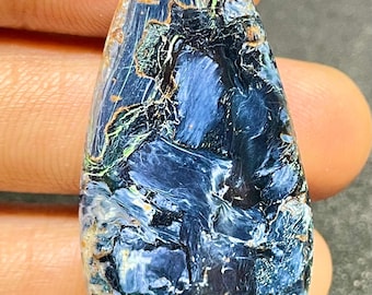 Ręcznie wykonany kaboszon z kamieni szlachetnych pietersite, luźny kamień (46 x 21 mm, 56 ct)