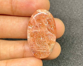 Natural Sunstone Cabochon: Loose Gemstone for Jewelry (31X17MM, 30.20 CT)