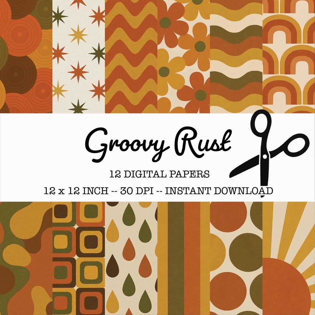 Rust Digital Scrapbook Paper Kit – Printable Journaling Paper – 12x12 ...