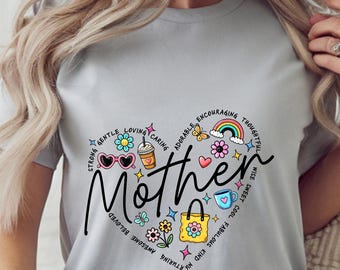 Camiseta con ilustración floral de corazón para madres / Regalo para el Día de la Madre