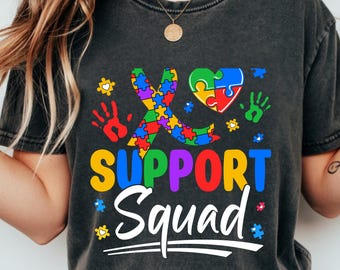 Camiseta del Equipo de Apoyo al Autismo / Diseño de Corazón con Cinta de Rompecabezas