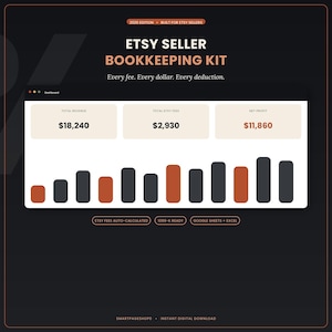 Etsy Seller Bookkeeping Kit | Fees, Taxes & 1099-K Spreadsheet