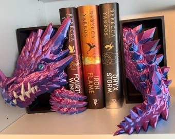 Crystal Dragon Head and Tail Booknook, Bookshelf Decor, Bookends