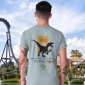 Jurassic Park Raptor Shirt- Universal Studios Inspired Park Tee- Double-Sided Dinosaur Design