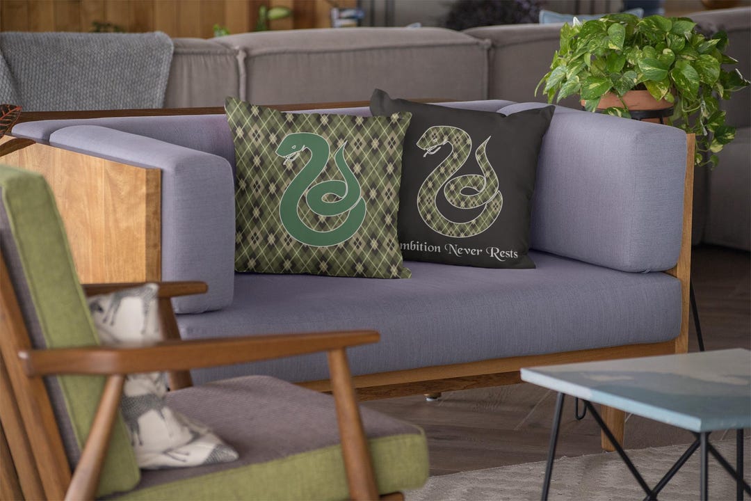 Serpent House Argyle Pillow- Ambition Never Rests- Wizardcore Throw ...