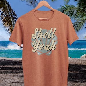 Shell Yeah Tee- Retro Seashell Beach Shirt
