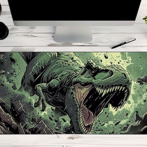 Jurassic Dinosaur Desk Mat, Large Jurassic Desk Pad, T-Rex Mousepad, Green Jurassic desk mat, cute Dinosaur, Jurassic MTG, Dinosaur Desk mat