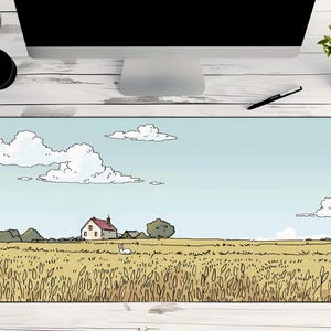 Tapete de escritorio con diseño de granja, tapete de escritorio con paisaje kawaii, tapete de escritorio con campo de maíz, tapete de escritorio con diseño de casa de campo, tapete de escritorio con diseño de granja de vacas, tapete de escritorio con diseño de grano, regalo para amantes de la granja
