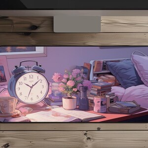 Cute Lofi Room Desk Mat, Cozy Room Mousepad, Lofi Aesthetic deskmat, Extended large mousepad, lofi anime desk mat, kawaii lofi desk mat