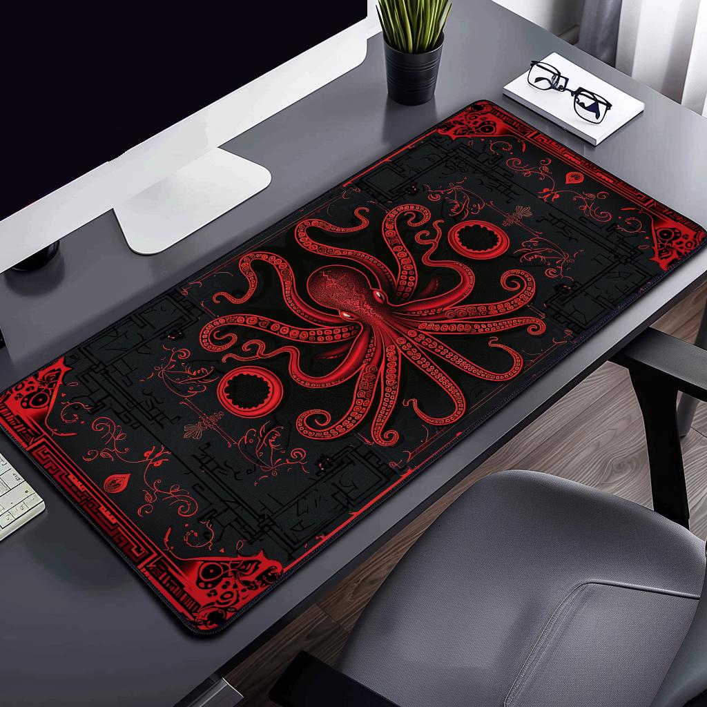 Aztec Octopus Desk Mat, Aesthetic Mousepad XL, Animal Mousepad, Red ...