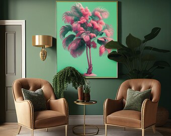 Printable Wall Art - Super Mintox Pink Palm - DIY Print - Art Prints - Pink - Mint - LA - Palms - Hollywood - California - Tropical