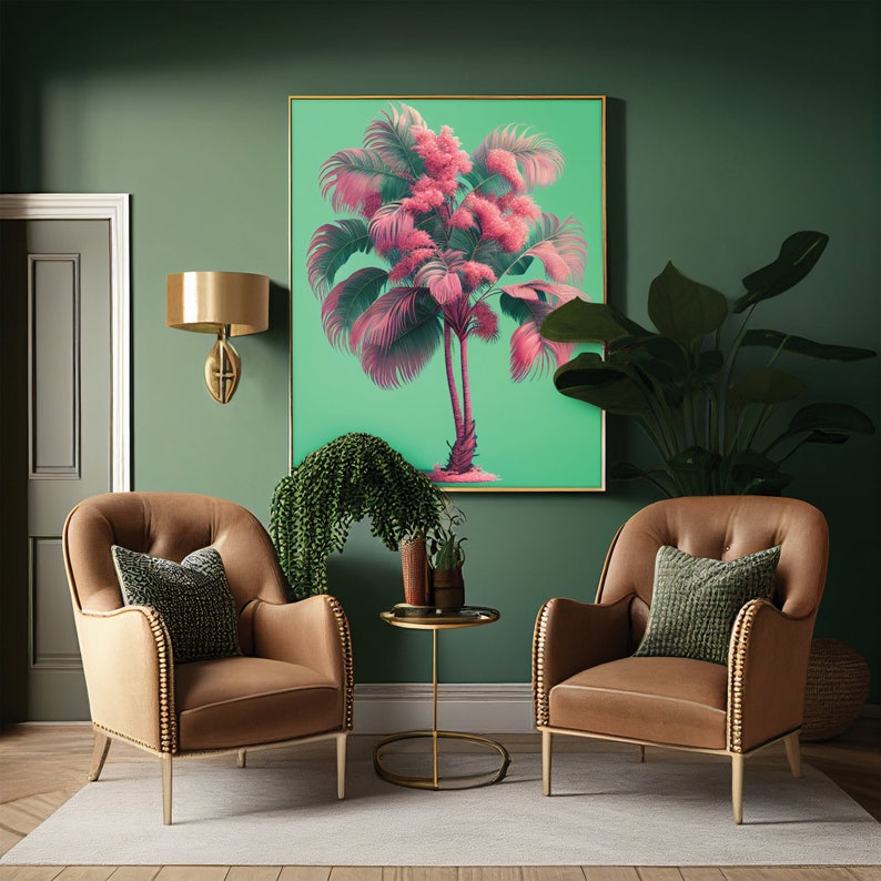 Printable Wall Art Super Mintox Pink Palm DIY Print Art Prints Pink Mint LA Palms Hollywood California Tropical image 1