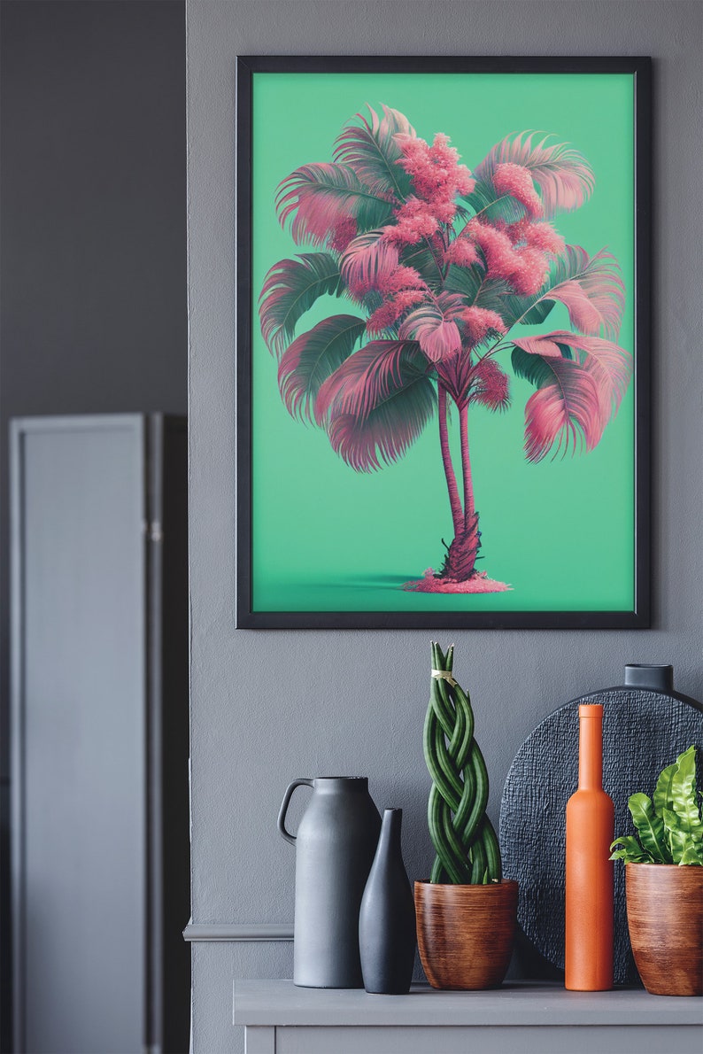 Printable Wall Art Super Mintox Pink Palm DIY Print Art Prints Pink Mint LA Palms Hollywood California Tropical image 4