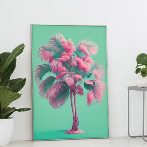 Printable Wall Art Super Mintox Pink Palm DIY Print Art Prints Pink Mint LA Palms Hollywood California Tropical image 2