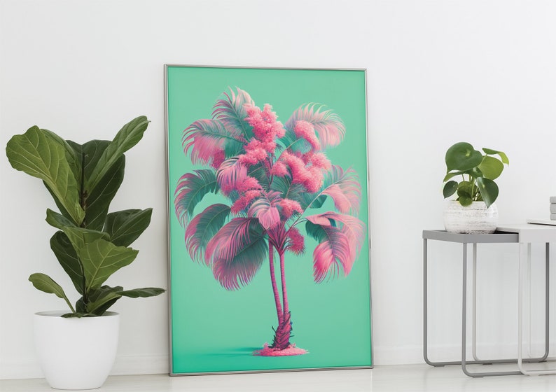 Printable Wall Art Super Mintox Pink Palm DIY Print Art Prints Pink Mint LA Palms Hollywood California Tropical image 2