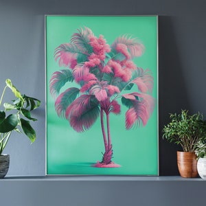 Printable Wall Art Super Mintox Pink Palm DIY Print Art Prints Pink Mint LA Palms Hollywood California Tropical image 3