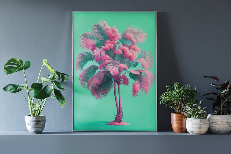 Printable Wall Art Super Mintox Pink Palm DIY Print Art Prints Pink Mint LA Palms Hollywood California Tropical image 3