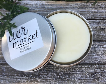 Natural Solid Lotion Bar with Travel Tin 3 oz