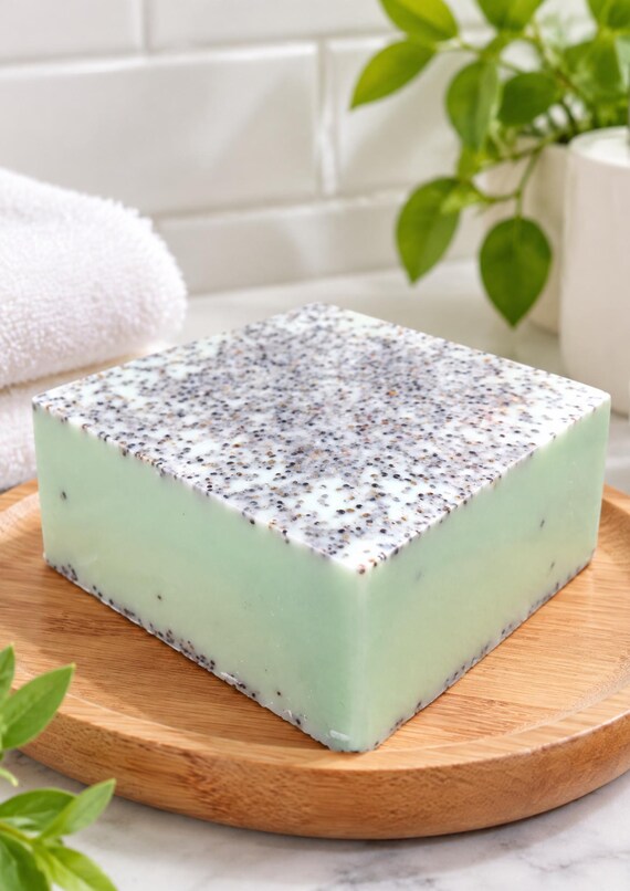 Peppermint Vanilla Poppyseed Exfoliating Shea Butter Soap Bar