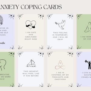 20 Tarjetas de Afirmación para la Ansiedad: Herramientas Imprimibles para Afrontamiento, Calma, Claridad y Apoyo Diario