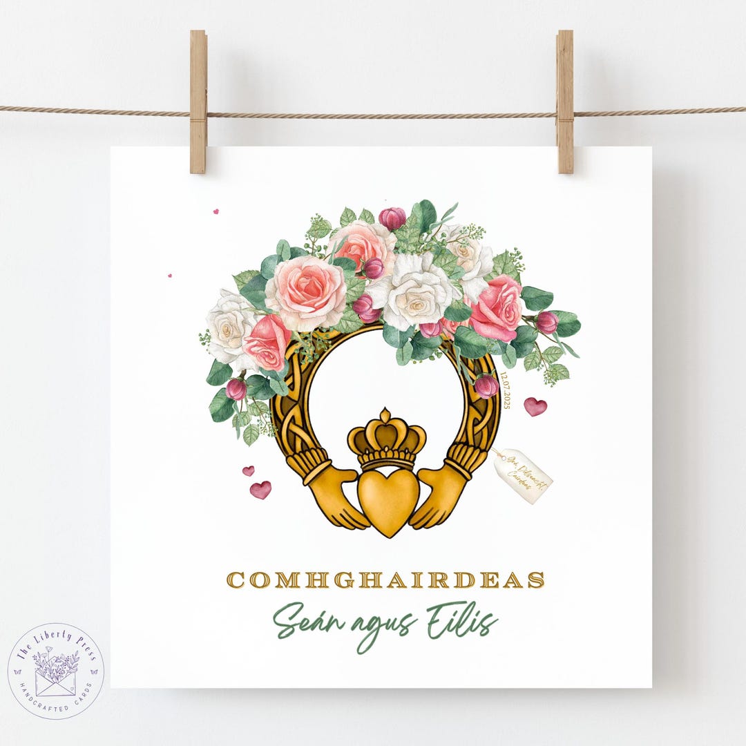 Cárta Pósta Irish Wedding Card Personalised Claddagh Card With Names ...