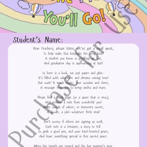oh the Places You’ll Go Teacher Instructions - Graduation Gift