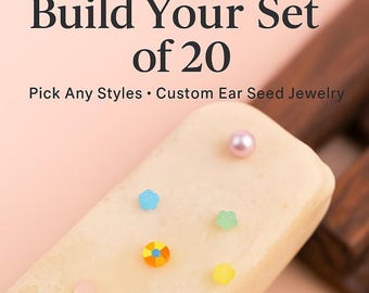Custom Ear Seed Jewelry Set: Sterling Silver Acupressure - Choose 20 Styles