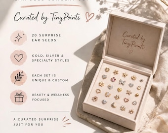 20-Piece Surprise Ear Seed Jewelry Set: Gold, Silver, Specialty Styles – Acupressure Wellness