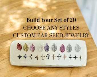 Custom Ear Seed Jewelry Set: 20 Gold Acupressure Seed Variations