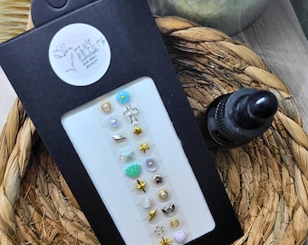 Adhesive Ear Seed Jewelry – Crystal & Charm Acupressure Set