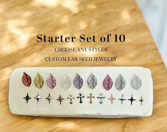 Custom Ear Seed Jewelry Set: 14k Gold Acupressure - Choose 10 Styles