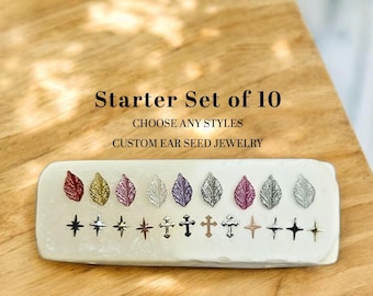 Custom Ear Seed Jewelry Set: Sterling Silver Acupressure - Choose 10 Styles