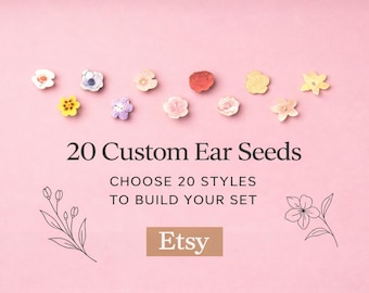 Spring Flower Bouquet Designs: Ear Seed Jewelry Set 20 Silver Acupressure Seed Variations