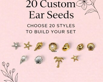 Beach and Sunshine Designs: Ear Seed Jewelry Set 20 Gold Acupressure Seed Variations