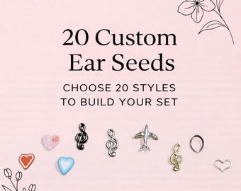 Unique and Funky Designs: Ear Seed Jewelry Set 20 Gold Acupressure Seed