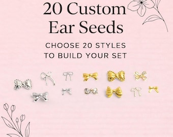 Hearts and Bows Designs: Ear Seed Jewelry Set 20 Gold Acupressure Seed Variations