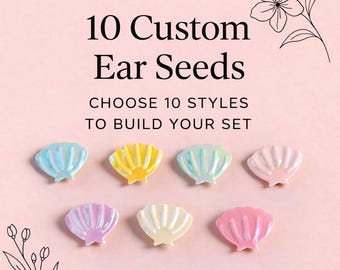 Beach and Sunshine Designs: Ear Seed Jewelry Set 10 Silver Acupressure Seed Variations