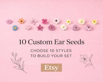 Spring Flower Bouquet Designs: Ear Seed Jewelry Set 10 Gold Acupressure Seed Variations