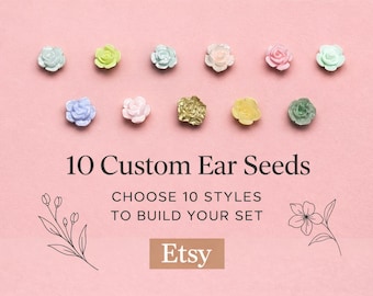 Spring Flower Bouquet Designs: Ear Seed Jewelry Set 10 Sterling Silver Acupressure Seed Variations