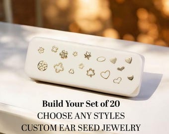 Custom Sterling Silver Ear Seeds Jewelry Set - 20 Piece Personalized Acupressure