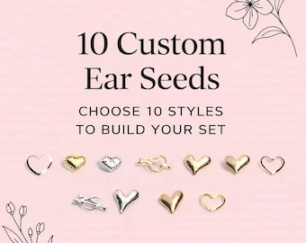 Hearts and Bows Designs: Ear Seed Jewelry Set 10 Silver Acupressure Seed