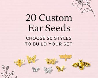 Fun Animal Designs: Ear Seed Jewelry Set 20 Gold Acupressure Seed