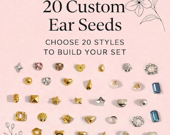Miniature  Designs: Ear Seed Jewelry Set 20 Silver Acupressure Seed Variations